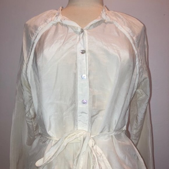 KA 7 Off-White Longsleeve Button Shirt Tunic - Picture 3 of 11